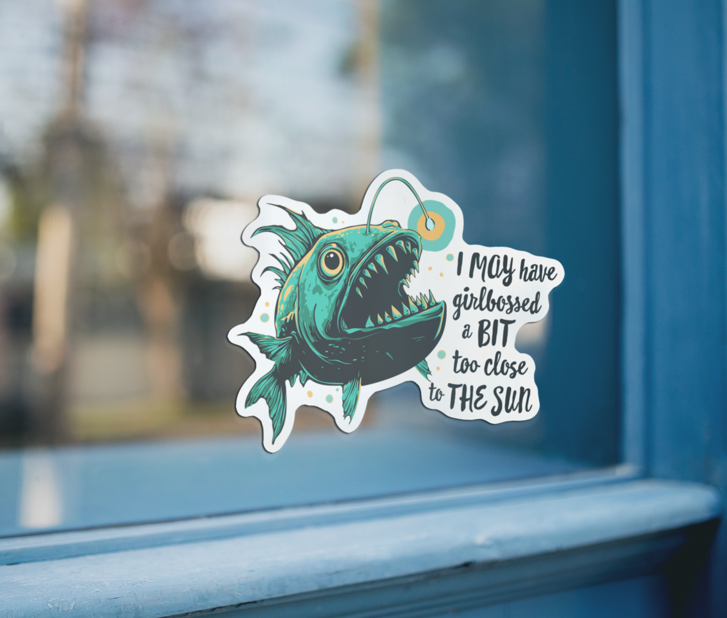 3.5" Anglerfish Girlbossed Too Close To The Sun Sticker - Deep Sea Angler Fish Decal Stickers