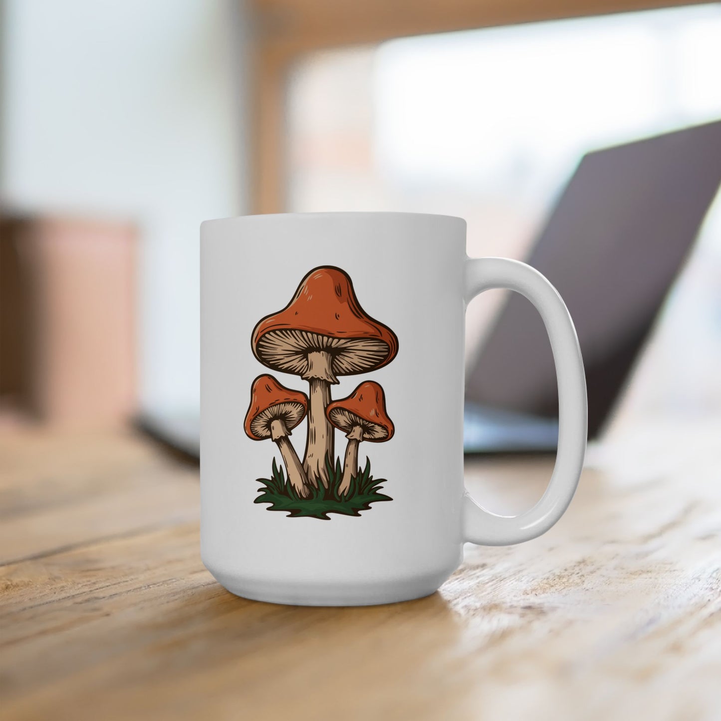 Retro Mushroom Ceramic Coffee Tea Mug 11oz or 15oz Size 70s Mushroom Print, Kitchen Drinkware Shroom Mugs