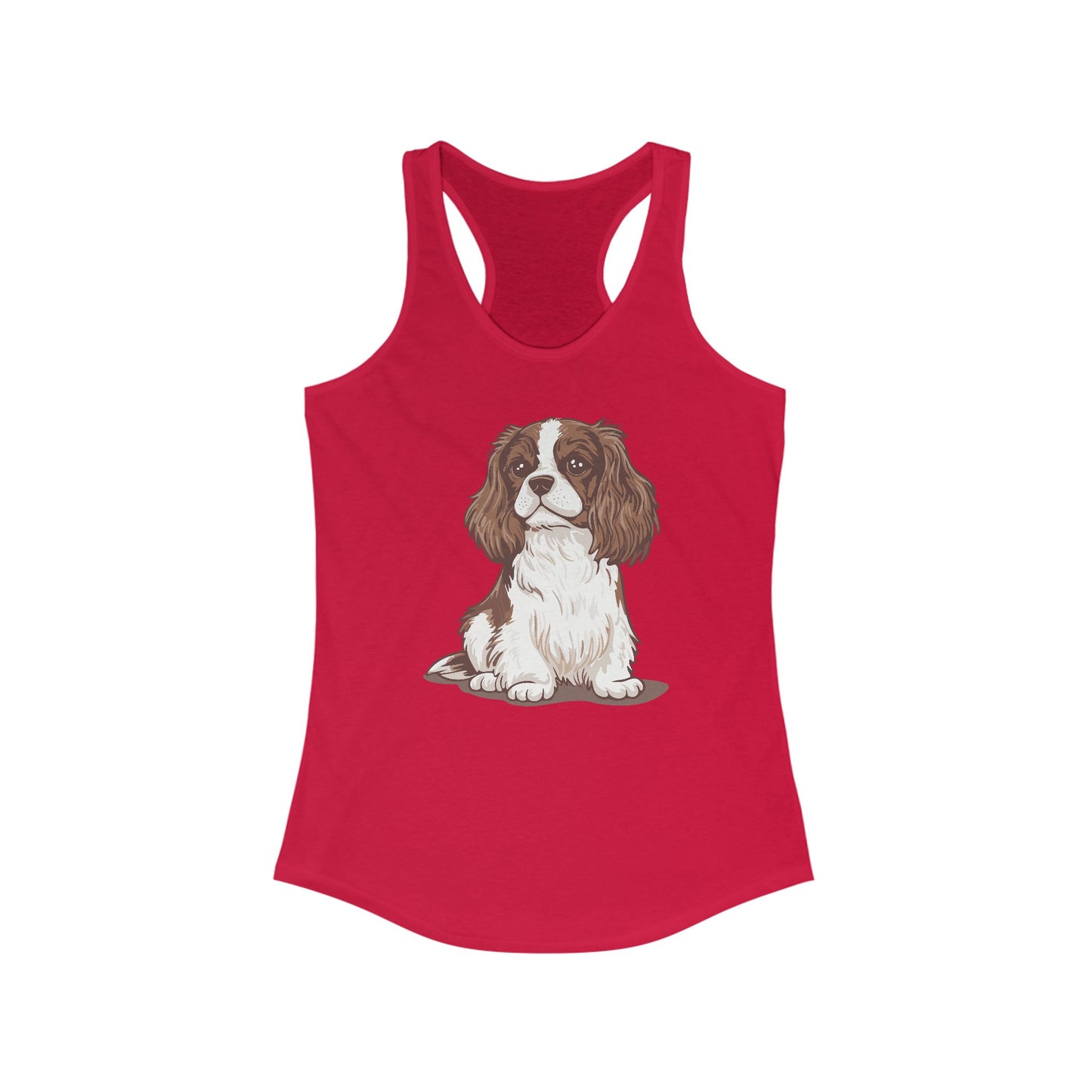 Blenheim Cavalier King Charles Spaniel Dog Women's Racerback Tank Top with Pet Dogs Cavalier Puppy Print Sleeveless Shirt