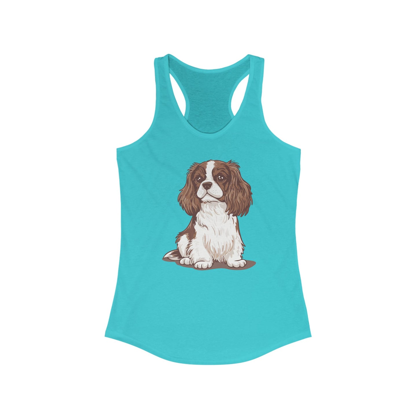 Blenheim Cavalier King Charles Spaniel Dog Women's Racerback Tank Top with Pet Dogs Cavalier Puppy Print Sleeveless Shirt