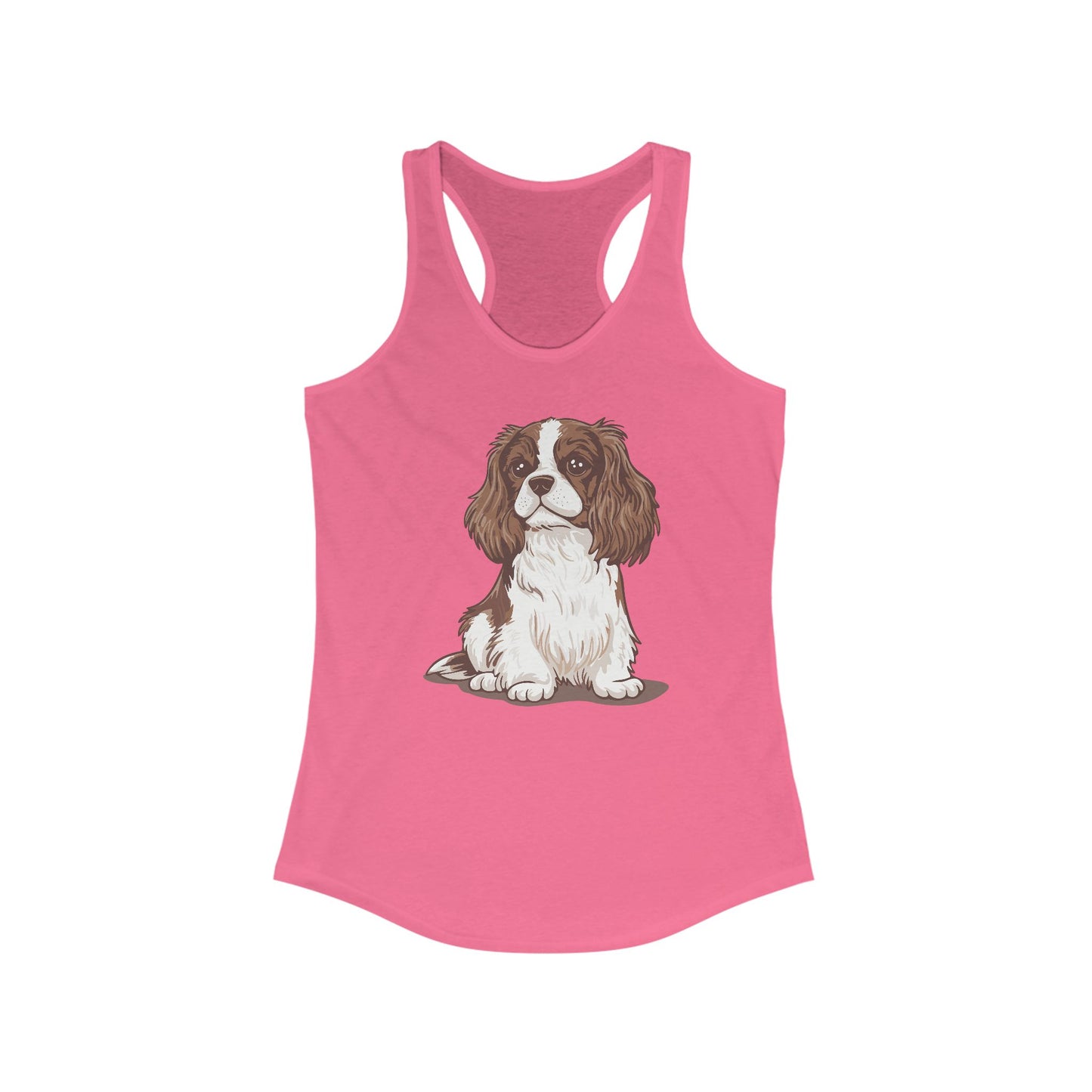 Blenheim Cavalier King Charles Spaniel Dog Women's Racerback Tank Top with Pet Dogs Cavalier Puppy Print Sleeveless Shirt