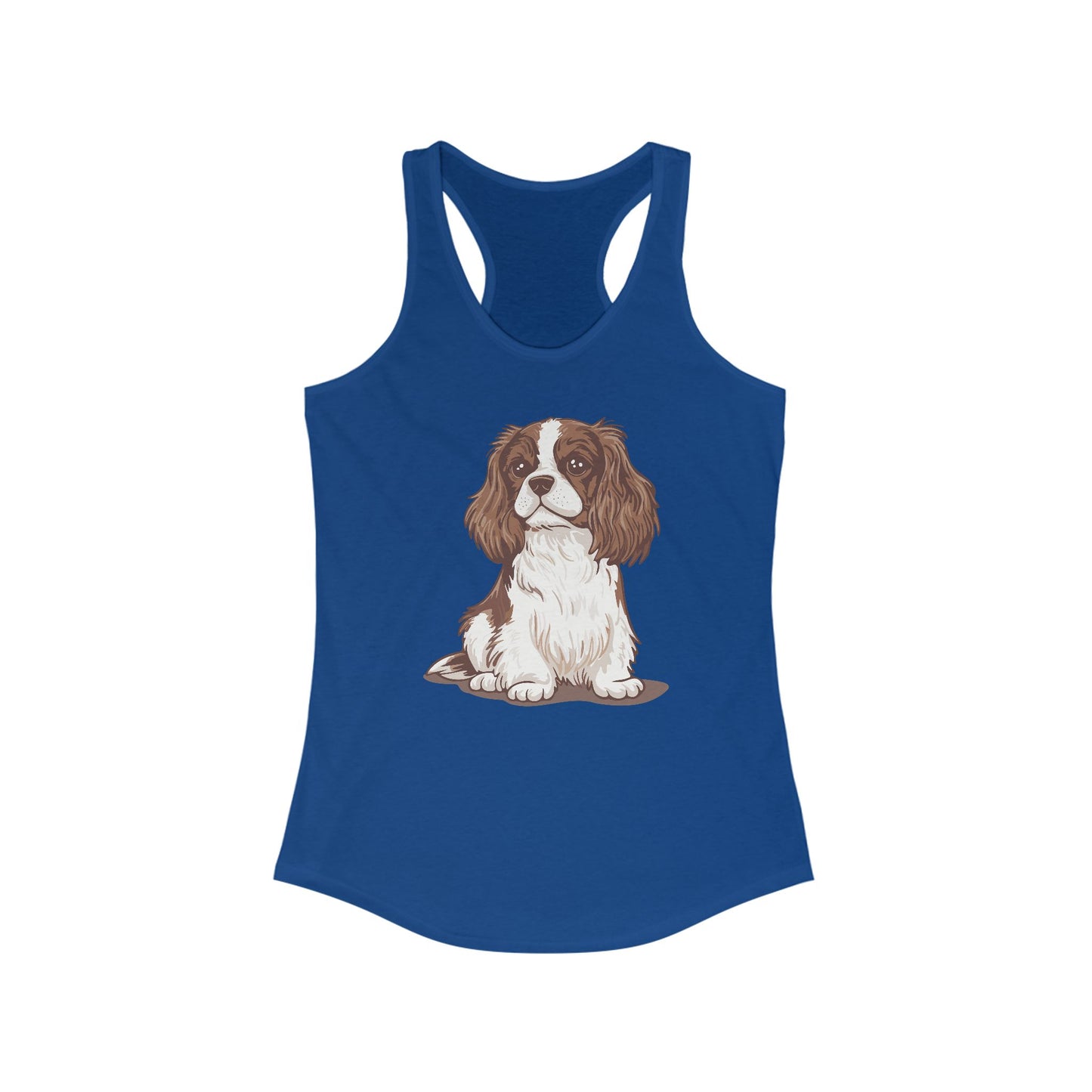 Blenheim Cavalier King Charles Spaniel Dog Women's Racerback Tank Top with Pet Dogs Cavalier Puppy Print Sleeveless Shirt