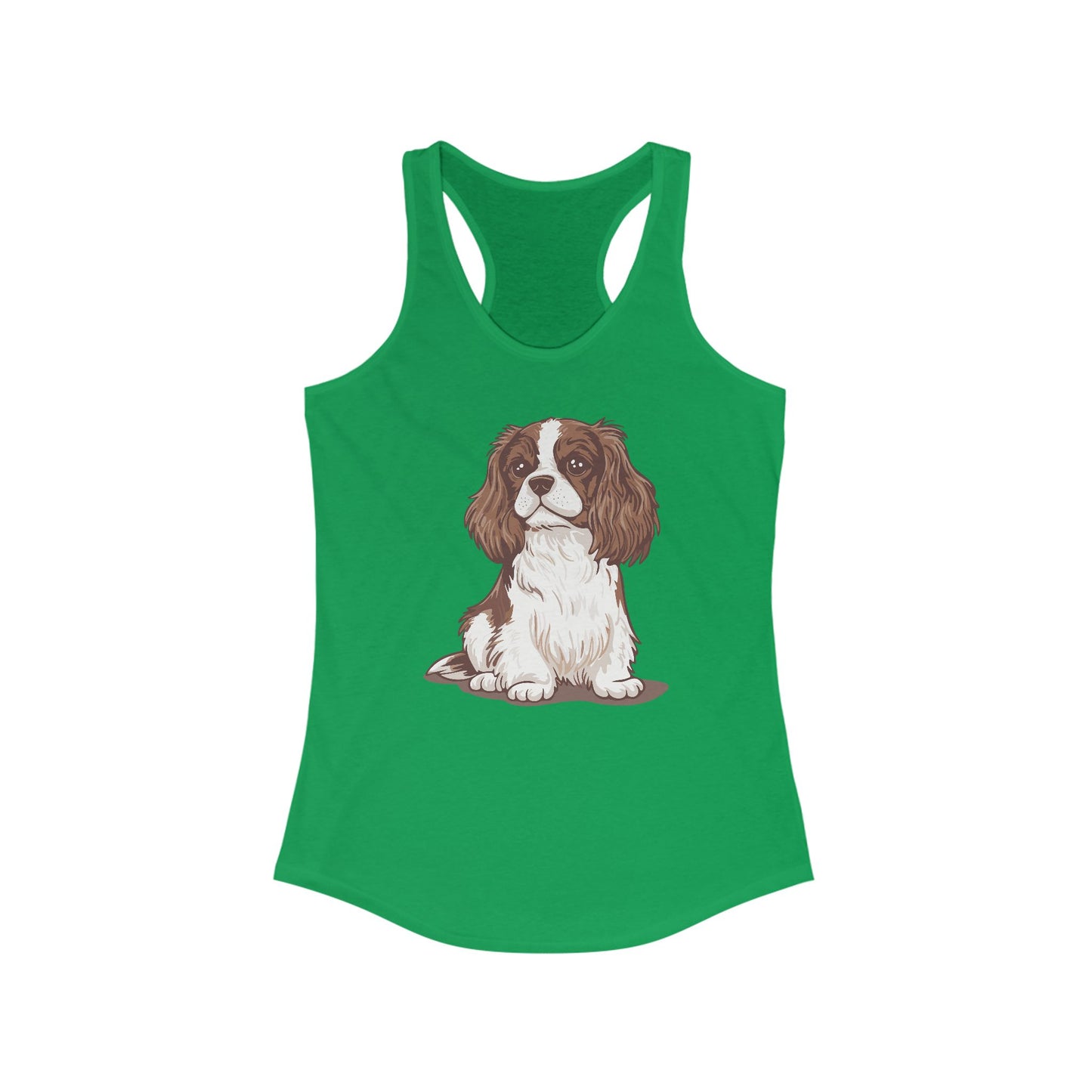 Blenheim Cavalier King Charles Spaniel Dog Women's Racerback Tank Top with Pet Dogs Cavalier Puppy Print Sleeveless Shirt