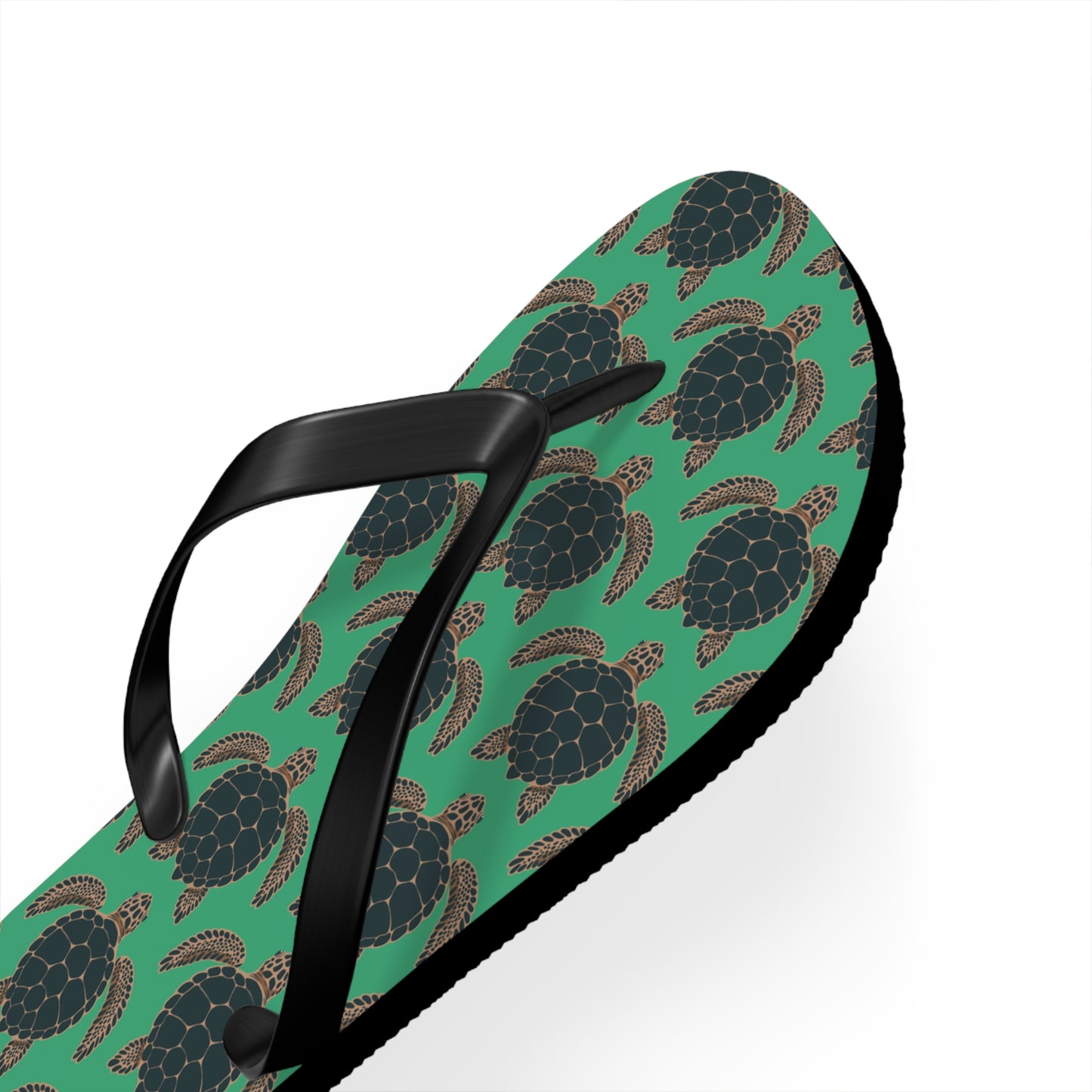 Sea Turtle Pattern Flip Flops | Tropical Green Turtles Beach Sandals, Summer Vacation Pool Attire Ocean Wildlife Nature Pattern