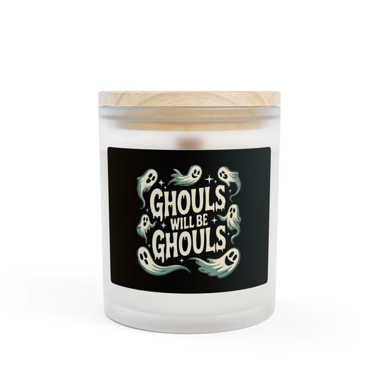 Halloween Ghost Candle, Spooky Decor, Ghouls will be Ghouls, 11 ounce Frosted Glass Candle, Goth Fall Home Decor, October Gifts