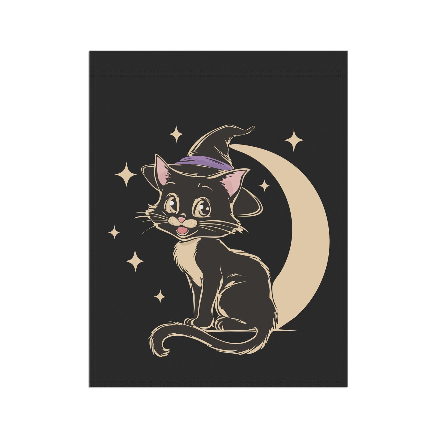 Witchy Kitty Yard Banner Flag, Halloween Witch Cat Flags, Spooky Magical Goth Fall Outdoor Home Decorations