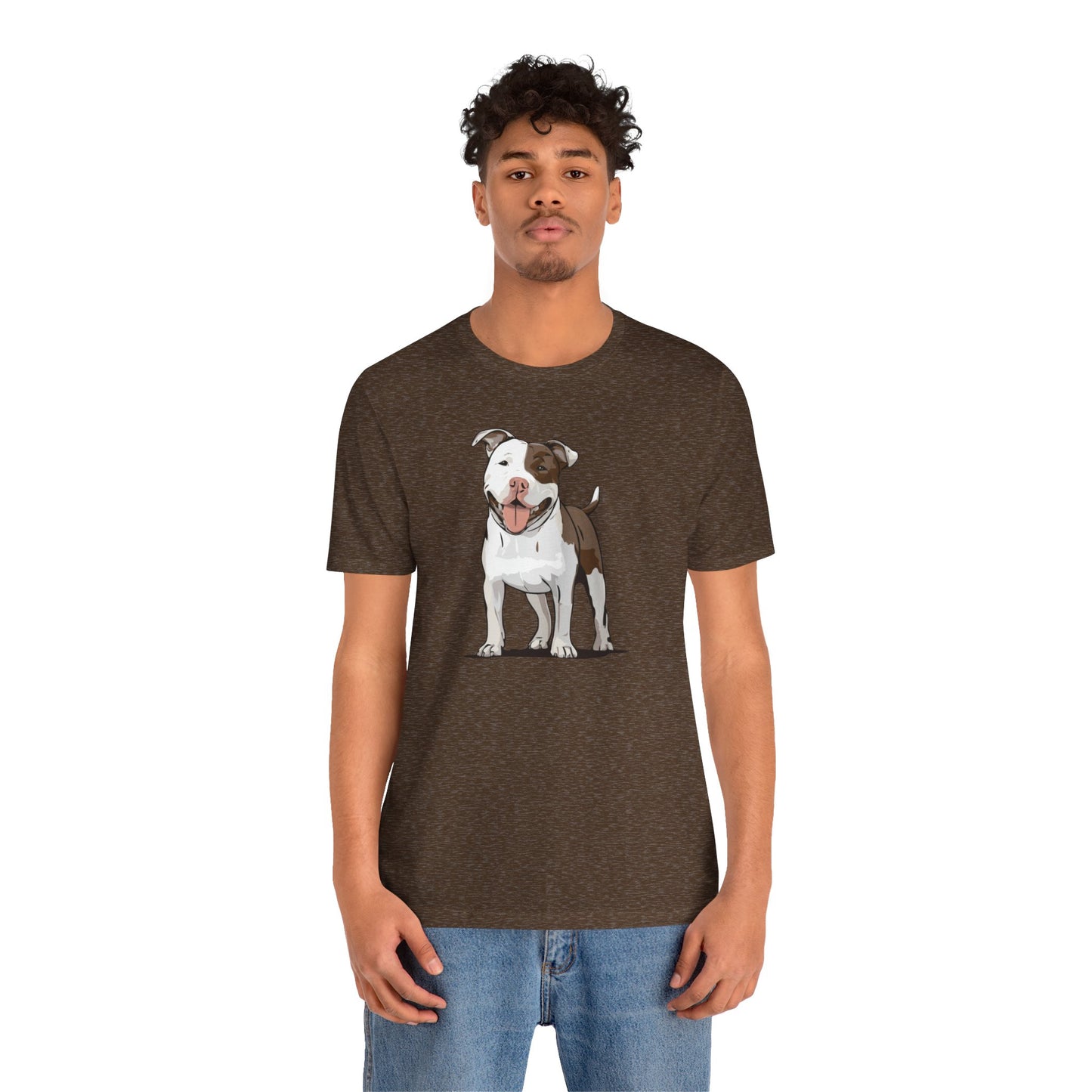 Ollie Dog T-shirt Mens Womens Unisex Jersey Cotton Short Sleeve Tee with Pitbull Dog Pet Design