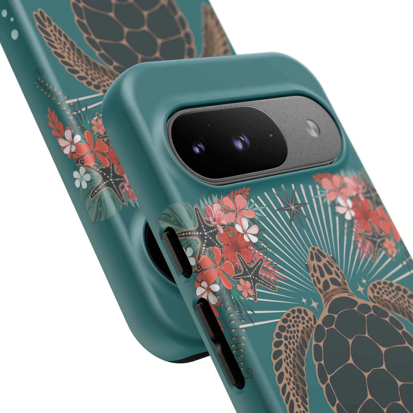 Sea Turtle Illustration Phone Case | Ocean Turtles Coral Floral Pattern Cell Phone Cases - Iphone, Google Pixel, Samsung - Matte Finish