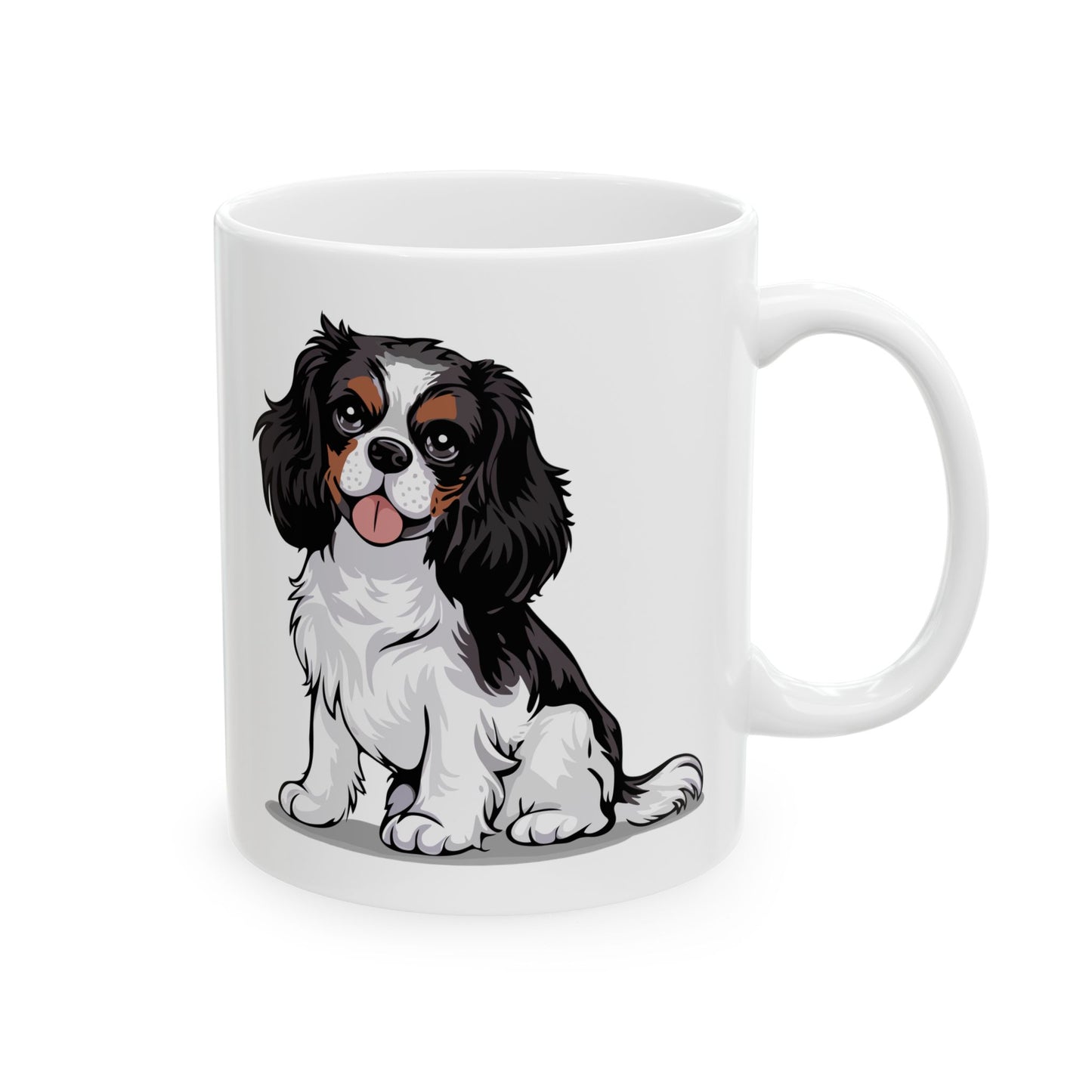 Charlie Cavalier King Charles Spaniel Dog White Ceramic Mug 11oz with Pet Dog Cavalier Puppy Print