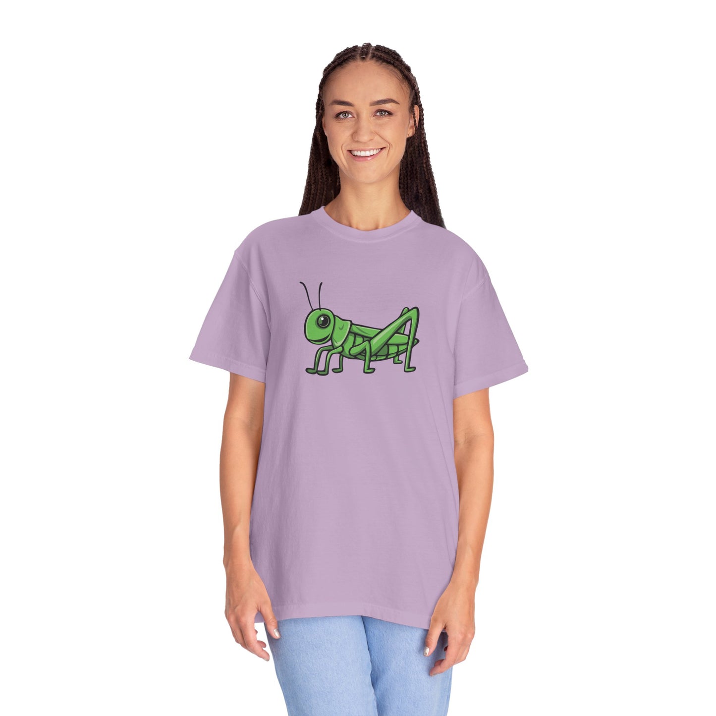 Grasshopper T-shirt Unisex Garment-Dyed Tee with Grass Hopper Bug Insect Print Mens Womens Tshirt