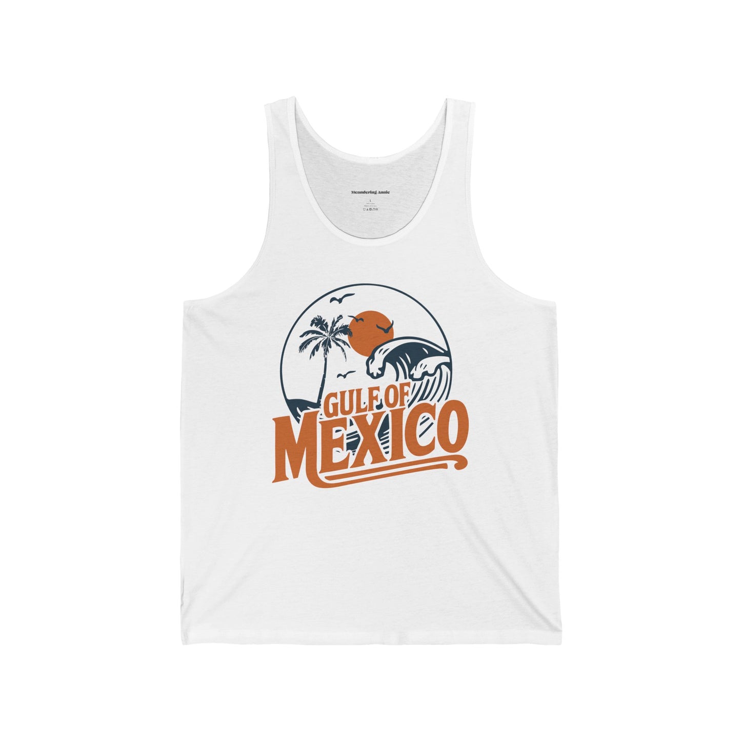 Gulf of Mexico Unisex Jersey Tank Top Retro Vacation Destination Summer Beachwear Apparel Sleeveless Shirt