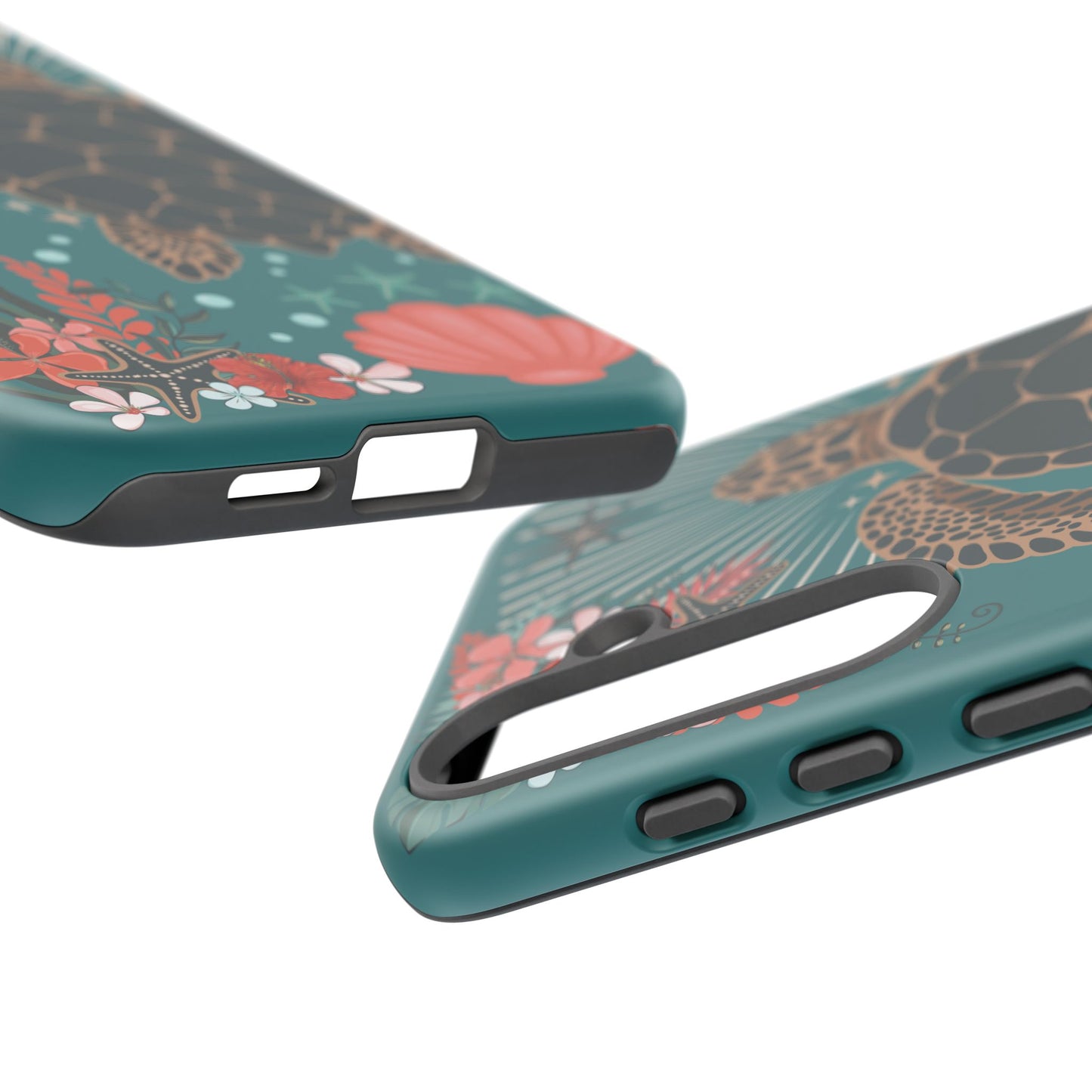 Sea Turtle Illustration Phone Case | Ocean Turtles Coral Floral Pattern Cell Phone Cases - Iphone, Google Pixel, Samsung - Matte Finish