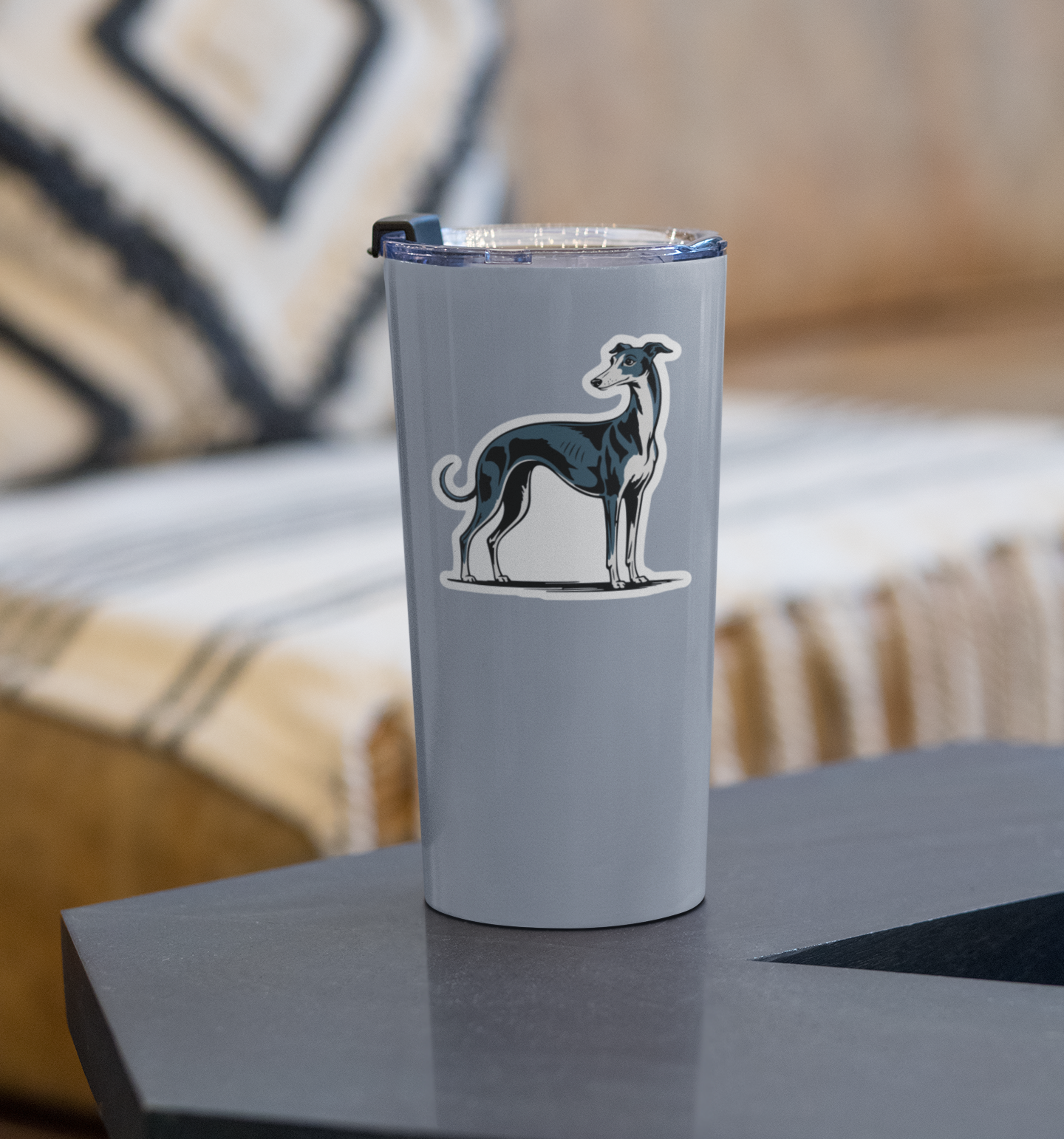 3" Greyhound Dog Sticker - Black & Blue Sighthound Dogs Vinyl Decal Stickers Waterproof Greyhounds Pet Decals