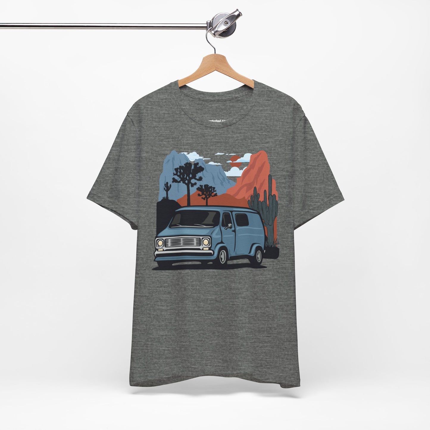 Retro Camper Van T-Shirt | Desert Landscape, Vanlife Cactus Joshua Tree Road Trip Graphic Tee