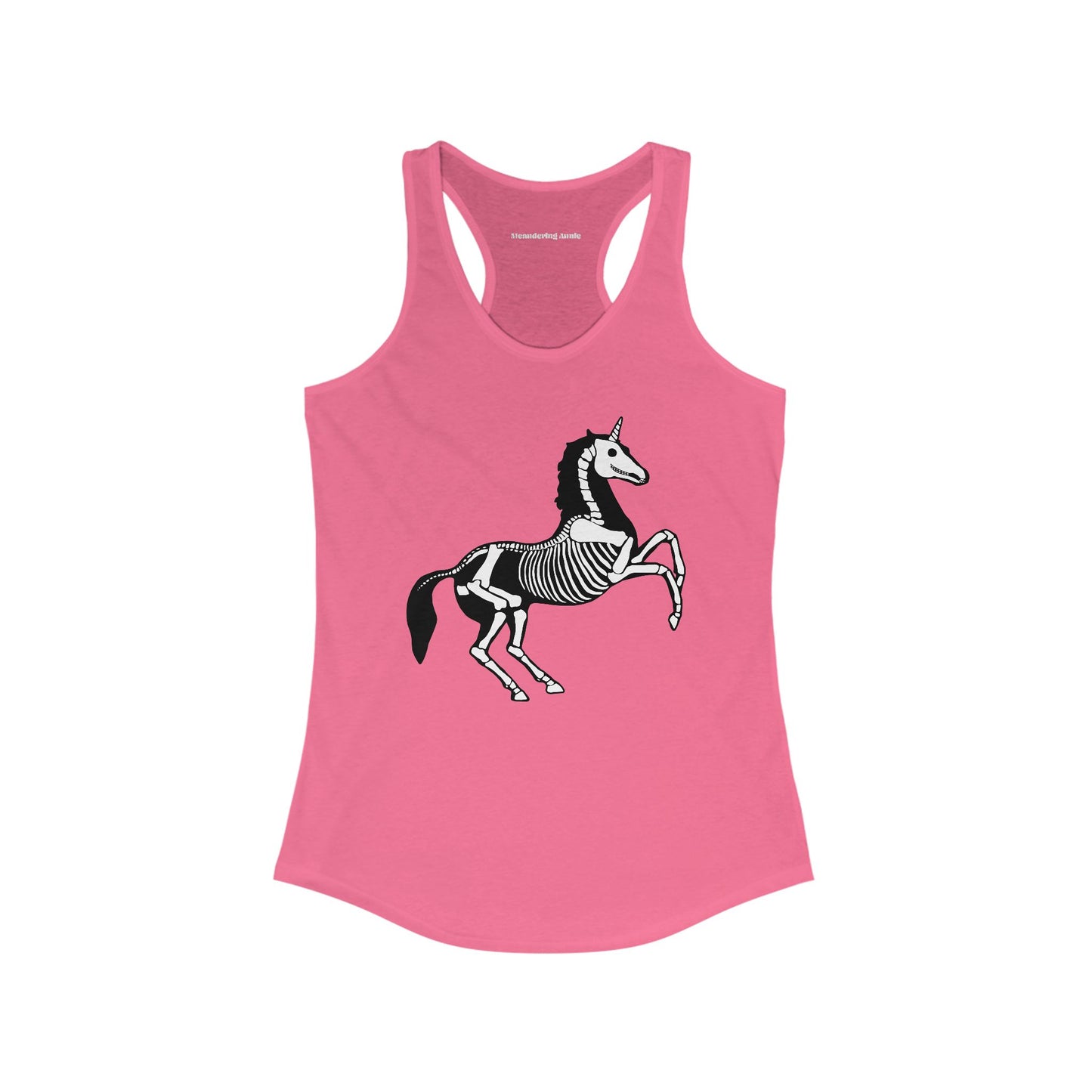 Skeleton Unicorn Women's Racerback Tank Top with Halloween Gothic Unicorns Skeleton Print Sleeveless Shirt - Spooky Fall Apparel