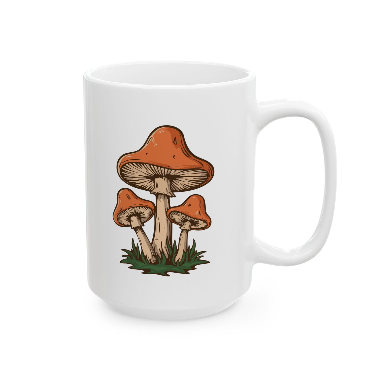 Retro Mushroom Ceramic Coffee Tea Mug 11oz or 15oz Size 70s Mushroom Print, Kitchen Drinkware Shroom Mugs