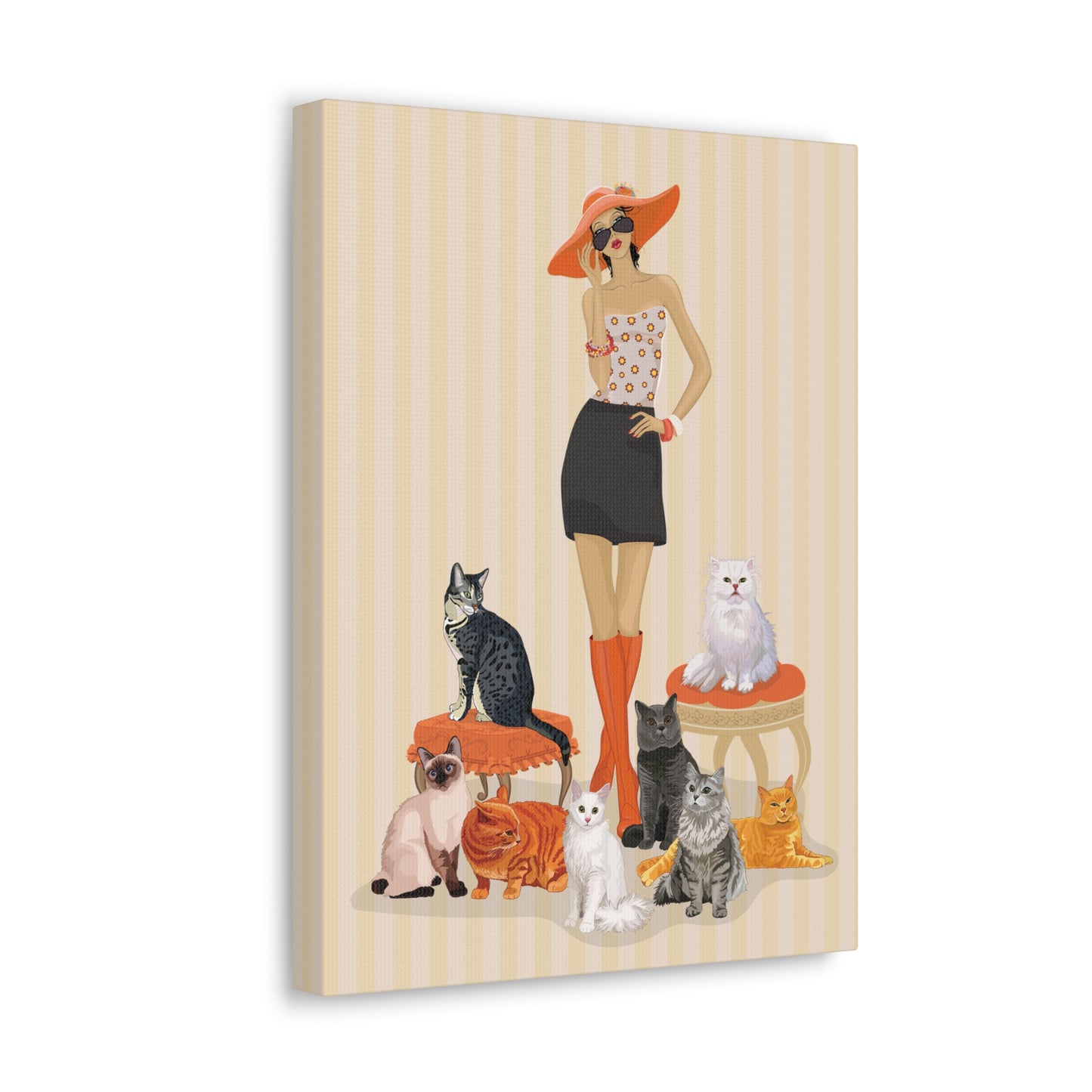 Childless Cat Lady Canvas Gallery Wrap Art Print - Crazy Cat Ladies Cat Mom Wall Art Home Decor