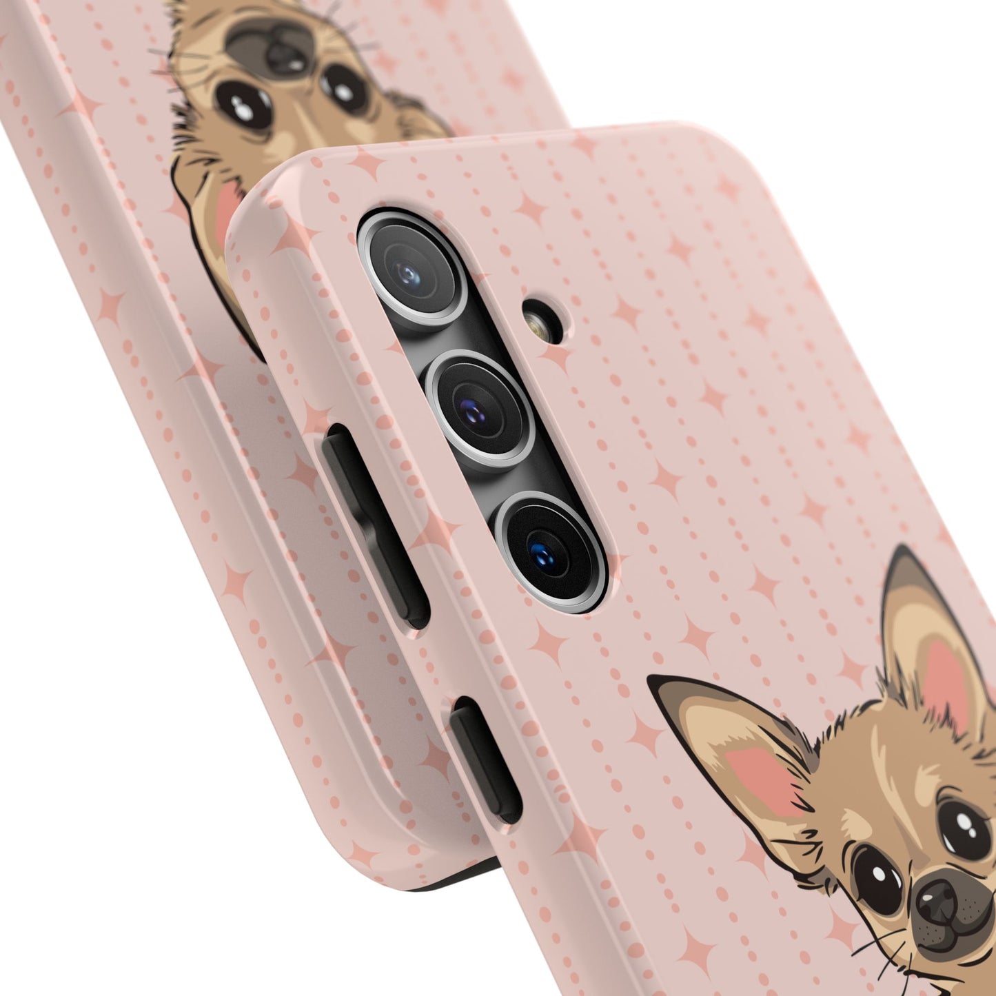 Tan Chihuahua Puppy Dog Phone Case, Tough Phone Cases Pet Dogs Retro Pink Pattern