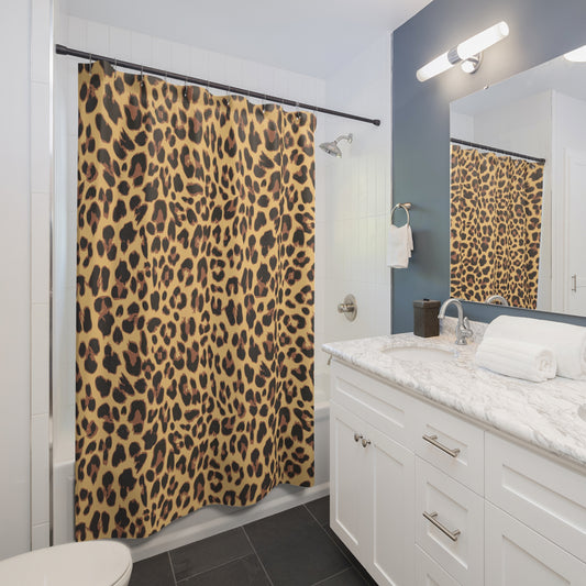 Leopard Print Shower Curtain Bathroom Decor with Cheetah Animal Print Pattern