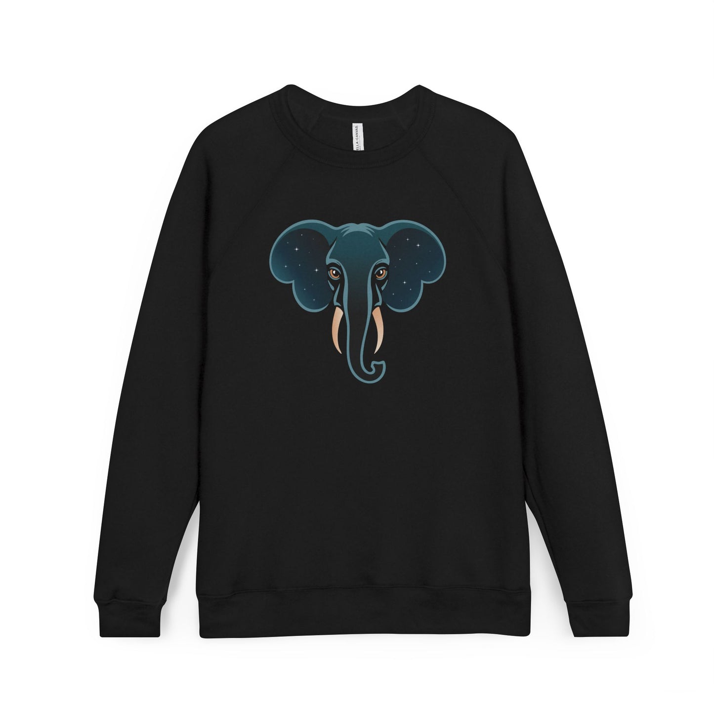 Starry Elephant Raglan Sweatshirt | Celestial Elephants Stars Crewneck Fleece Pullover Sweatshirts