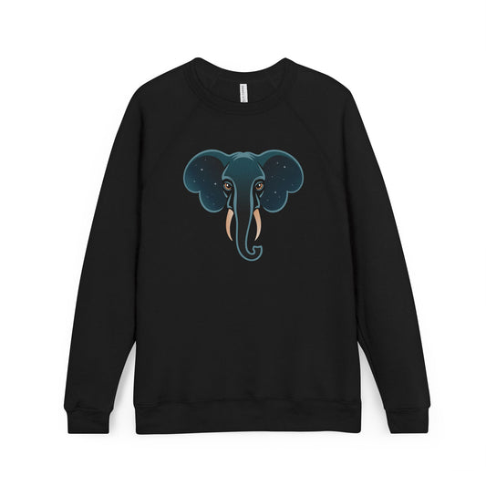 Starry Elephant Raglan Sweatshirt | Celestial Elephants Stars Crewneck Fleece Pullover Sweatshirts
