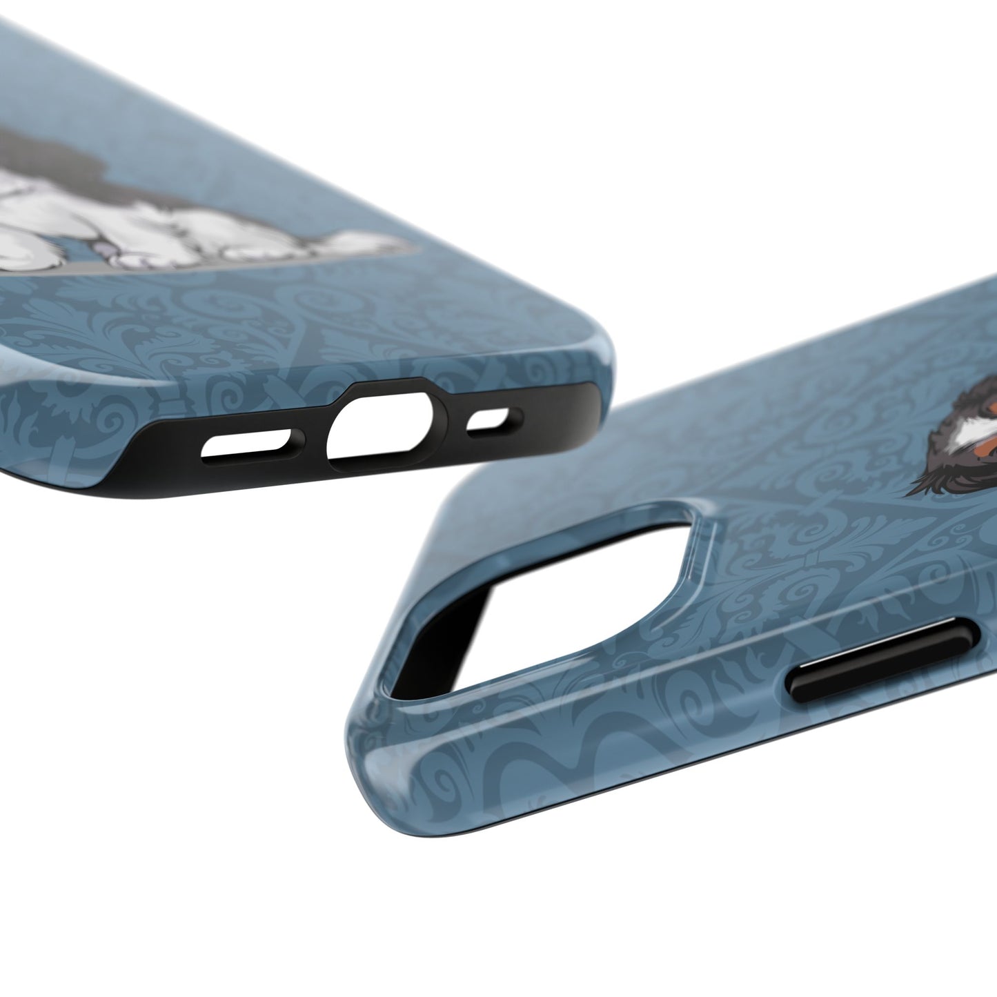 Tricolor Cavalier King Charles Spaniel Dog Phone Case, Tough Phone Cases Pet Dogs Blue Pattern