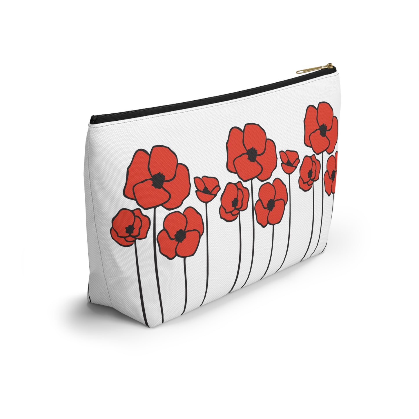 Red Poppies Floral Makeup Bag | Poppy Flowers Cosmetic Accessories Pouch, Spring Zip Up Case