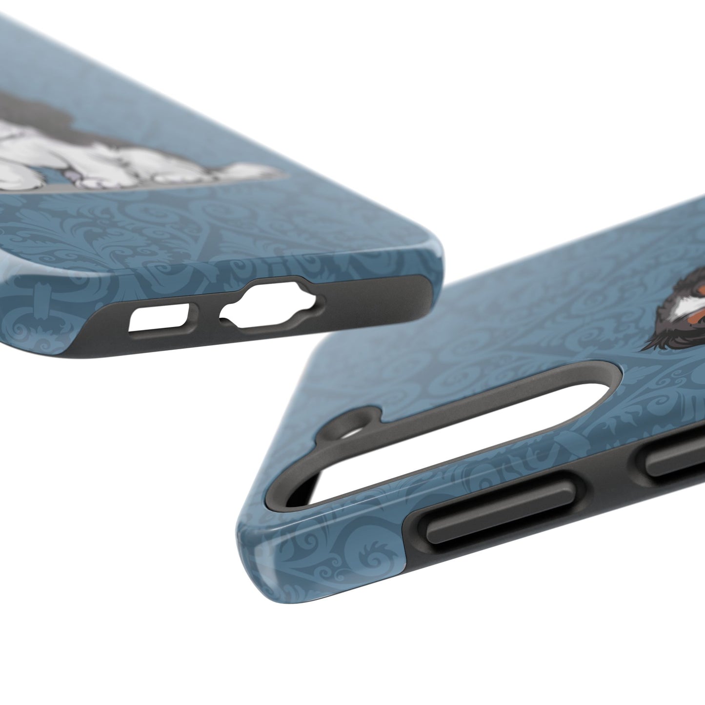 Tricolor Cavalier King Charles Spaniel Dog Phone Case, Tough Phone Cases Pet Dogs Blue Pattern