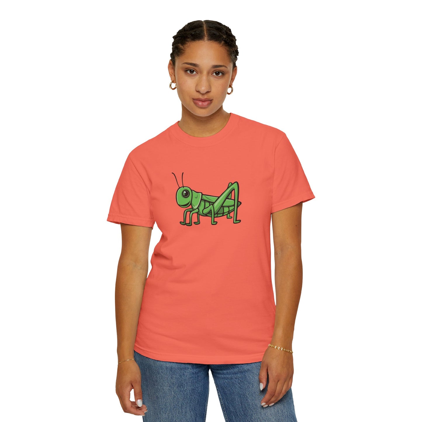 Grasshopper T-shirt Unisex Garment-Dyed Tee with Grass Hopper Bug Insect Print Mens Womens Tshirt