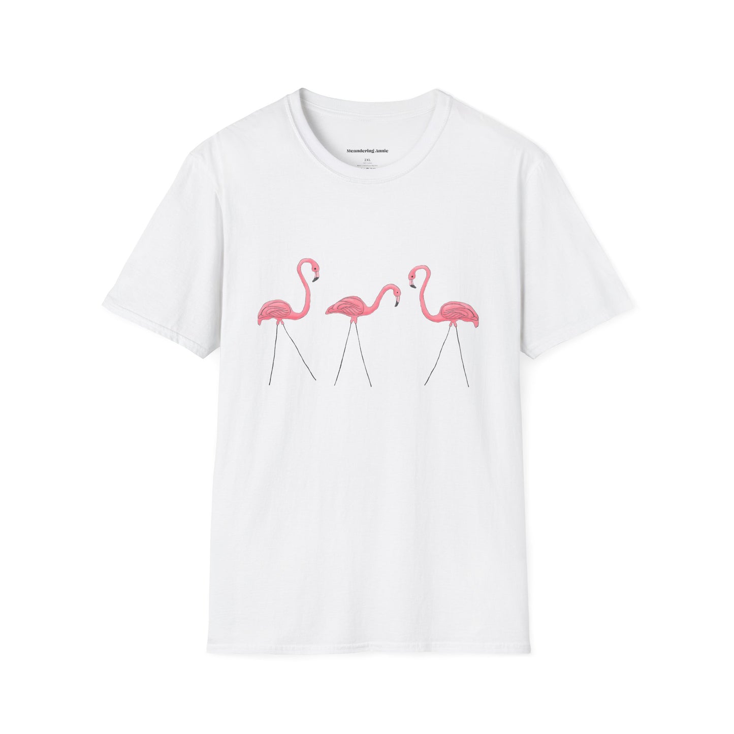 Pink Plastic Lawn Flamingos Soft T-shirt Unisex Cotton T-Shirt Womens Mens Shirt Flamingo Design