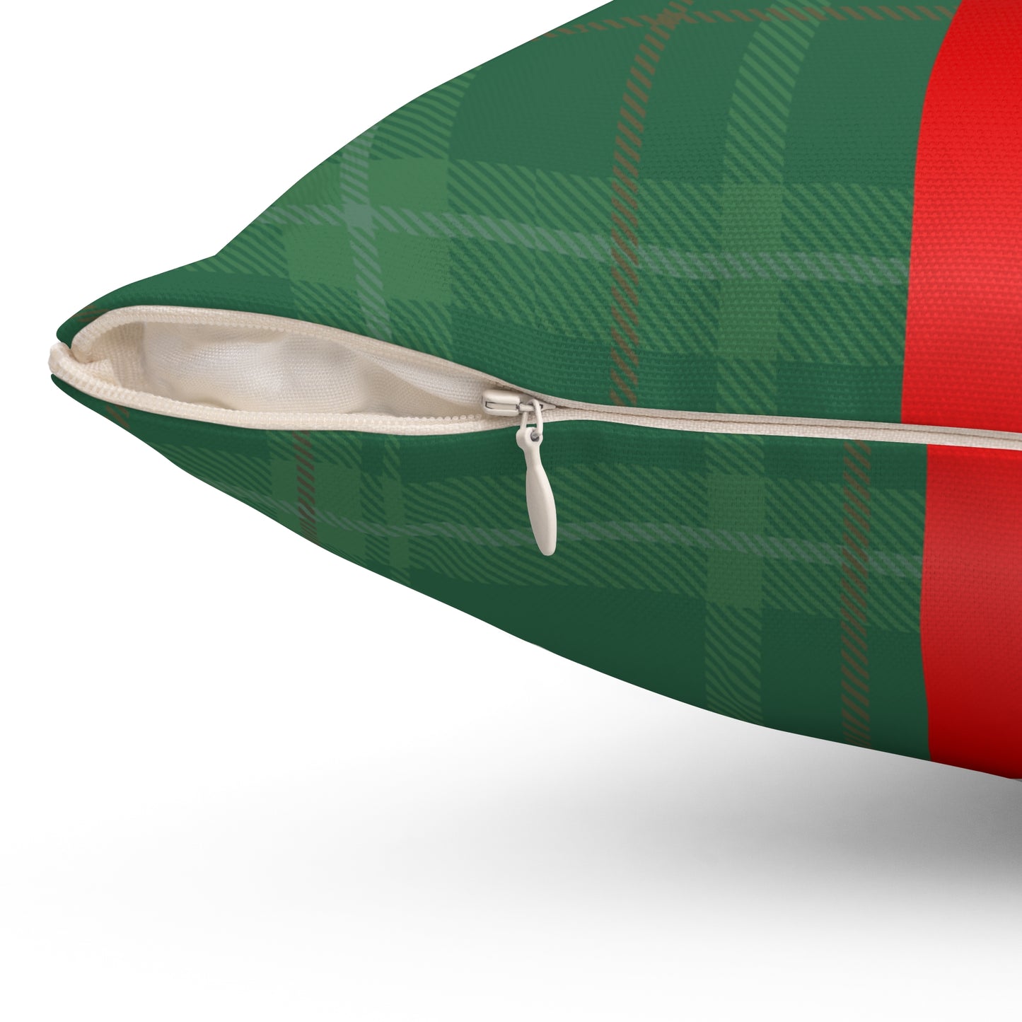 Holiday Gift Throw Pillow, Red Bow on Green Plaid Wrapped Present Pillows, Christmas Home Decor Xmas Decorations, Square Cushion and Cover