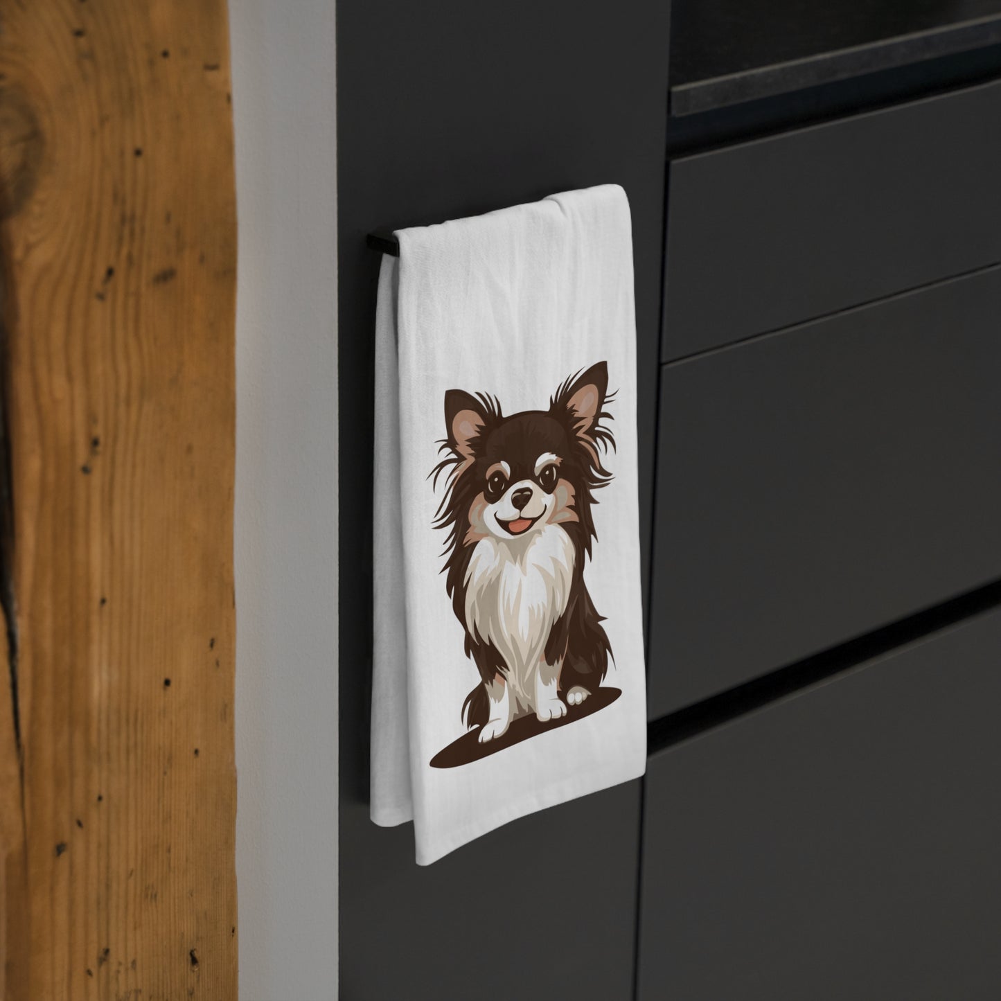 Long Hair Chihuahua Dog Kitchen Tea Towel, Long Coat Chihuahuas Pet Owner Gift, Hand Dish Towels