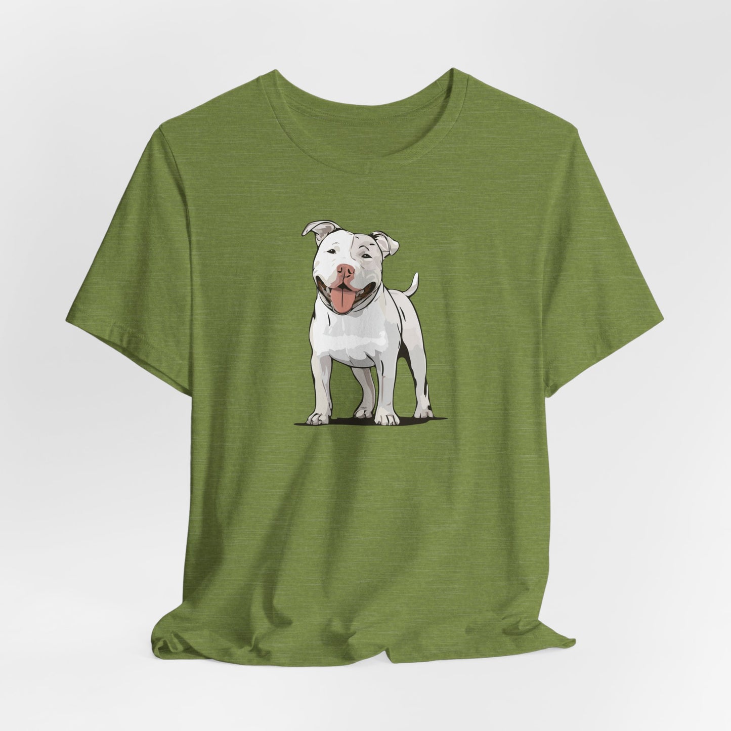 White American Pit Bull Terrier Dog T-shirt: Pitbull Puppy Dogs Unisex Short Sleeve Tee, Pet Owner Dog Mom Dad Shirt