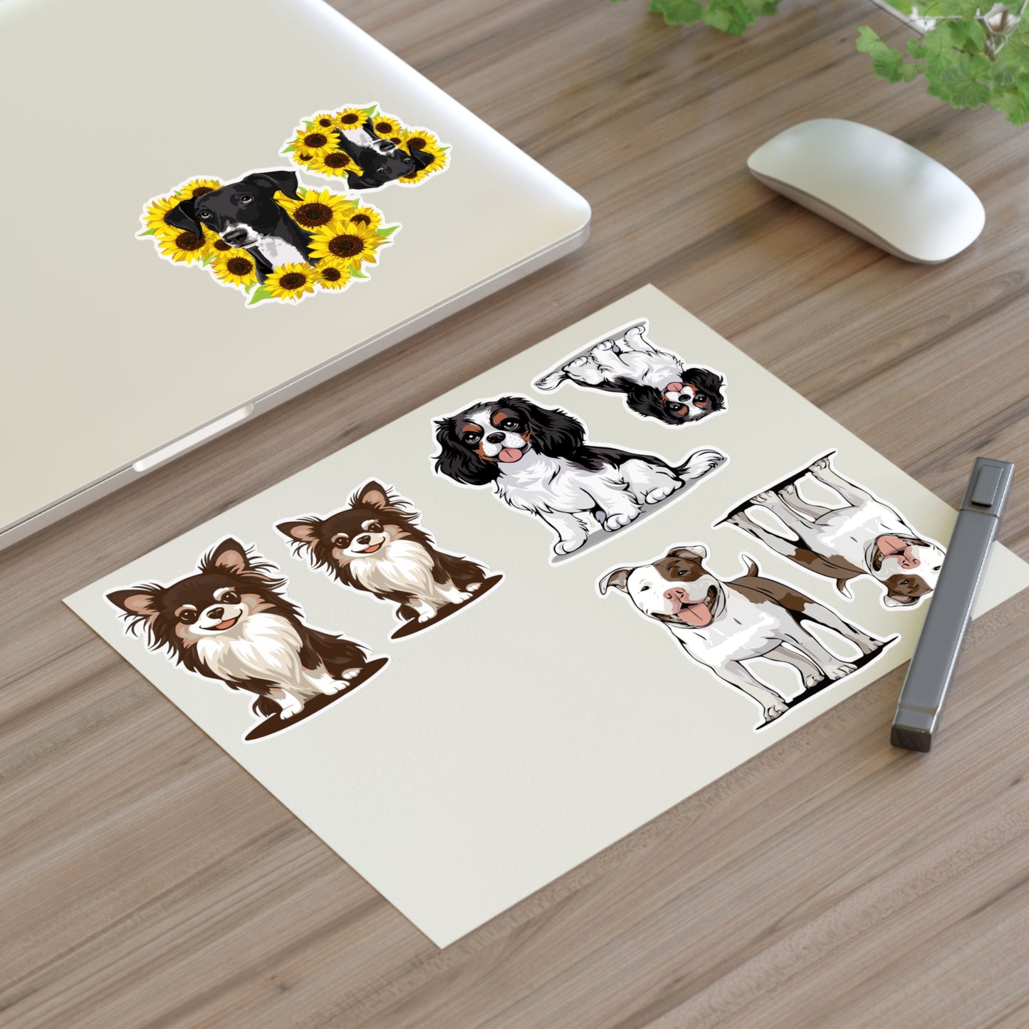 Dogs Vinyl Sticker Sheets - Includes Multiple Cute Dog Stickers - Long Haired Chihuahua, Lab Mix, Pit Bull, Cavalier King Charles Spaniel