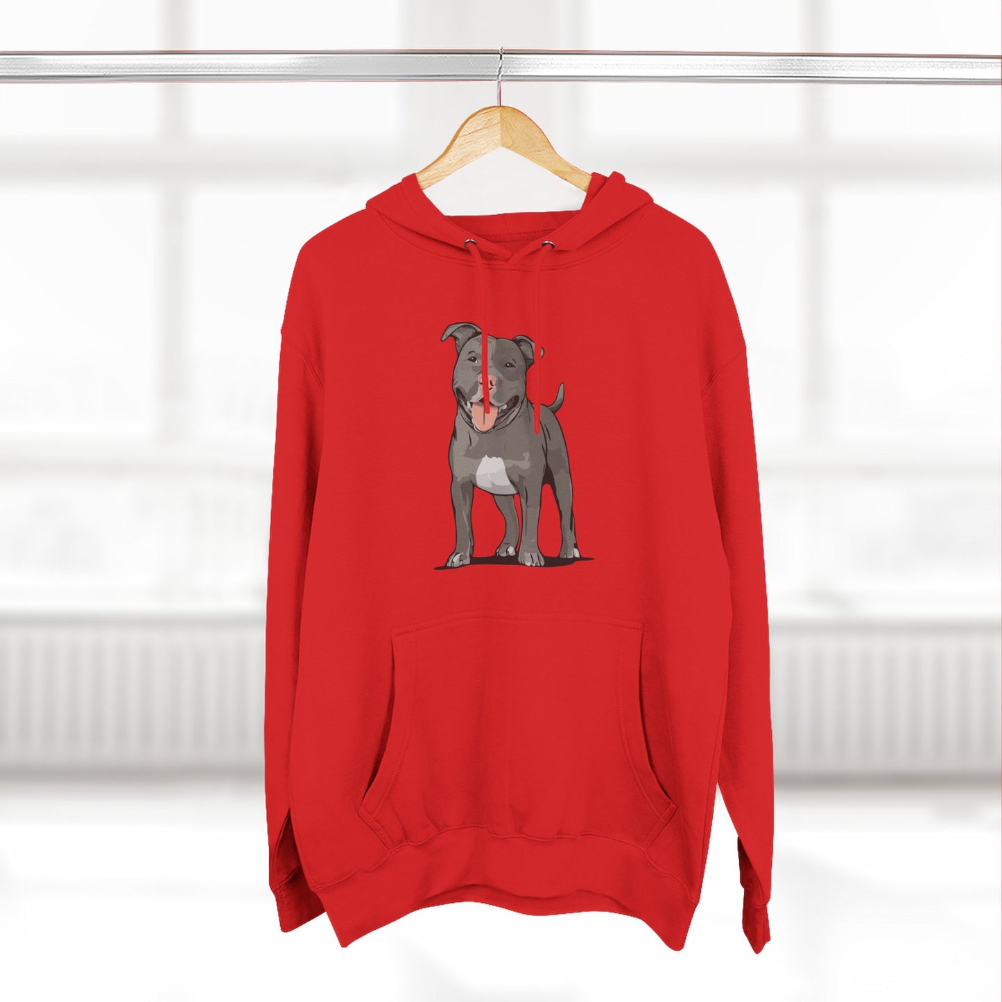 Gray Pitbull Dog Fleece Hoodie, Pit Bull Terrier Dogs Pullover Sweatshirt, Dog Owner Gift, Cozy Puppy Furbaby Hoodies