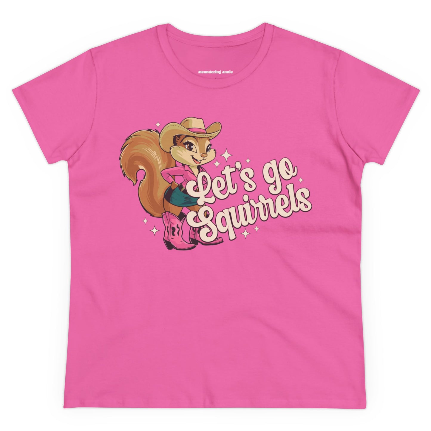 Let's Go Squirrels Ladies T-shirt - Women's Midweight Cotton Tee - Fun Squirrel Print