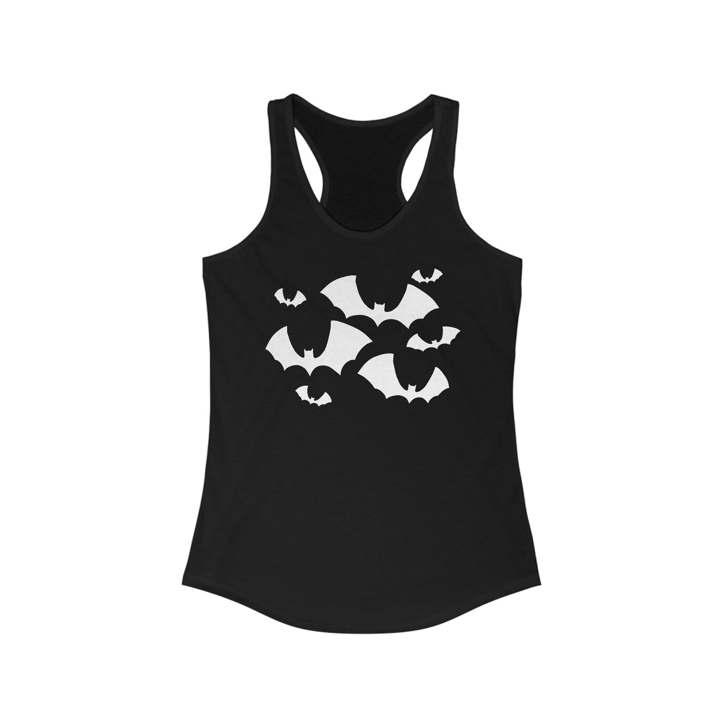 Black Bats Tank Top Women's Halloween Goth Racerback Tank with Flying Bat Print