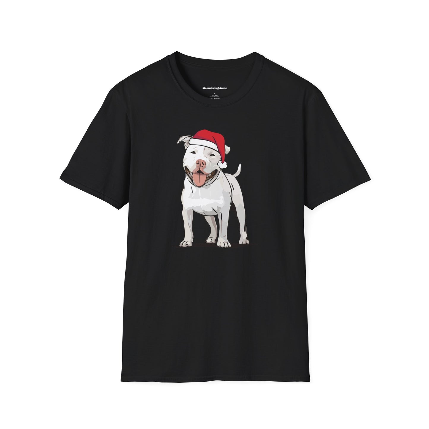 Santa Pitbull Dog Christmas T-Shirt, Holiday Pit Bull Terrier Dogs Pet Lover Gift, Xmas Puppy Shirt, Mens Womens Unisex Seasonal Tee