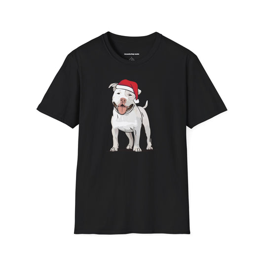 Santa Pitbull Dog Christmas T-Shirt, Holiday Pit Bull Terrier Dogs Pet Lover Gift, Xmas Puppy Shirt, Mens Womens Unisex Seasonal Tee