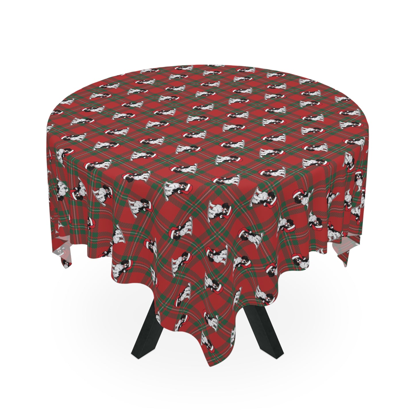 Christmas Cavalier King Charles Spaniel Dog Tablecloth, Holiday Santa Dog Table Cloth, Festive Home Decor, Winter Party Dining Setting