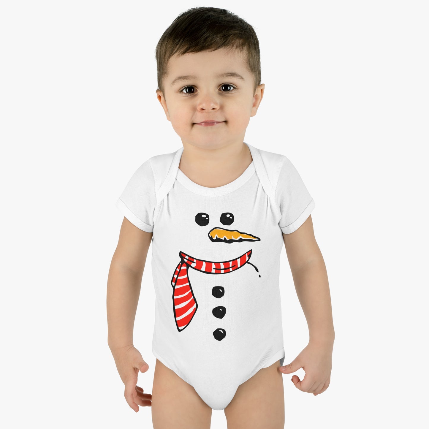 Snowman One Piece Infant Baby Rib Bodysuit With Christmas Holiday Snow Man Design Newborn Babies Winter Xmas Outfit Boys Girls Clothes