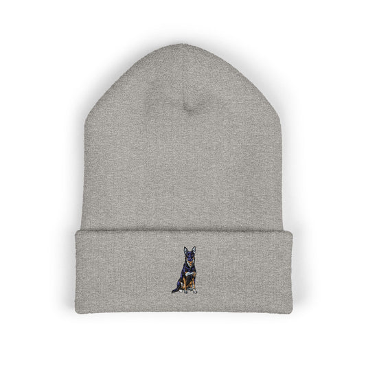 Buddy Embroidered German Shepherd Cuffed Beanie, Dog Lover Knit Hat, Winter Accessories Cap, Pet Owner Gifts, Cozy Beanies
