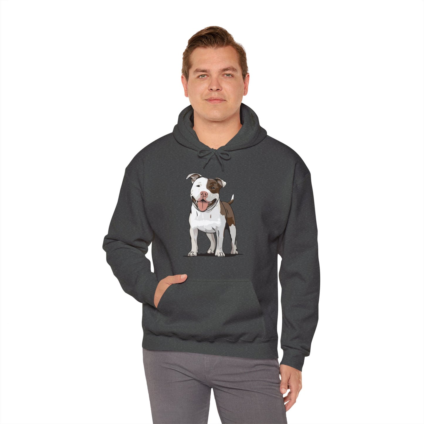 Ollie Dog Pulliver Hoodie Unisex Heavy Blend Hooded Sweatshirt with Pit Bull Dog Pet Design