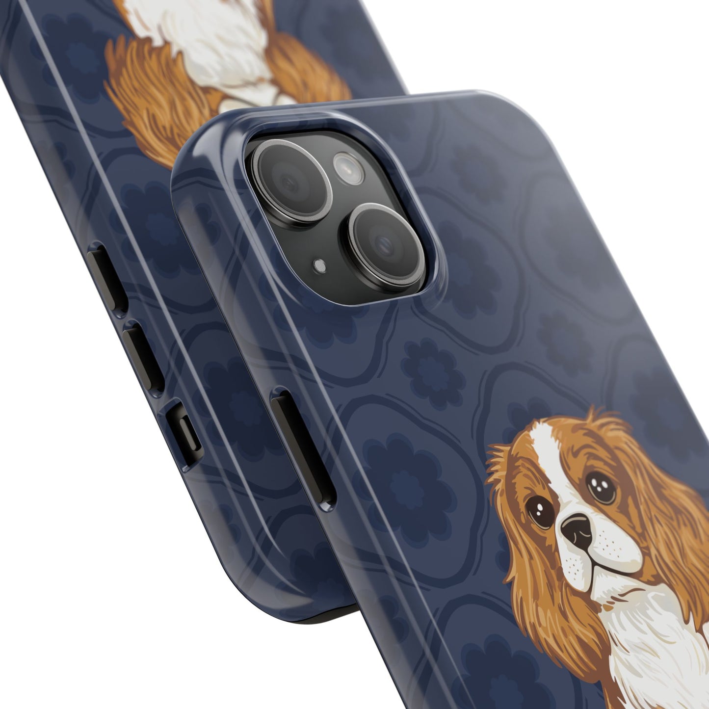 Cavalier King Charles Spaniel Dog Phone Case, Tough Phone Cases Pet Dogs Blue Pattern