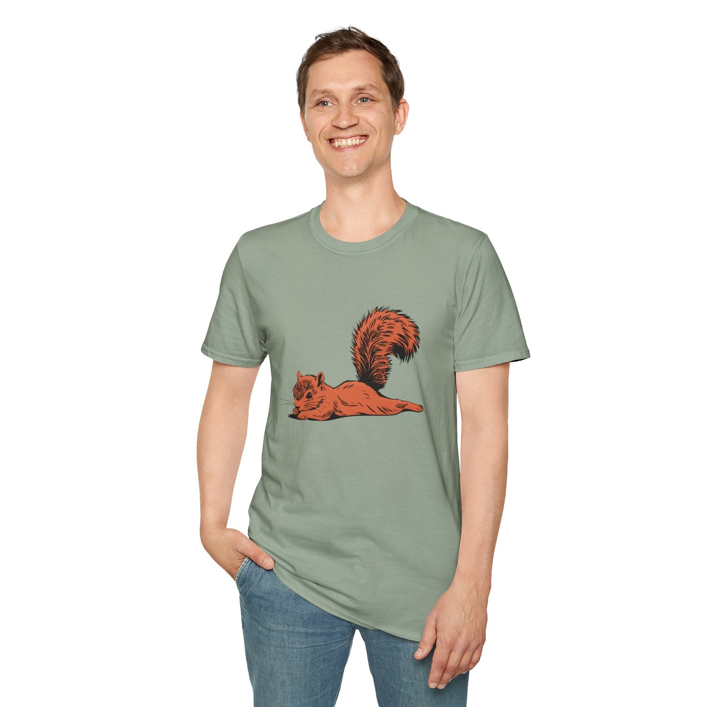 Just Chillin' Squirrel Splooting Soft T-shirt - Mens Womens Unisex Softstyle Tee