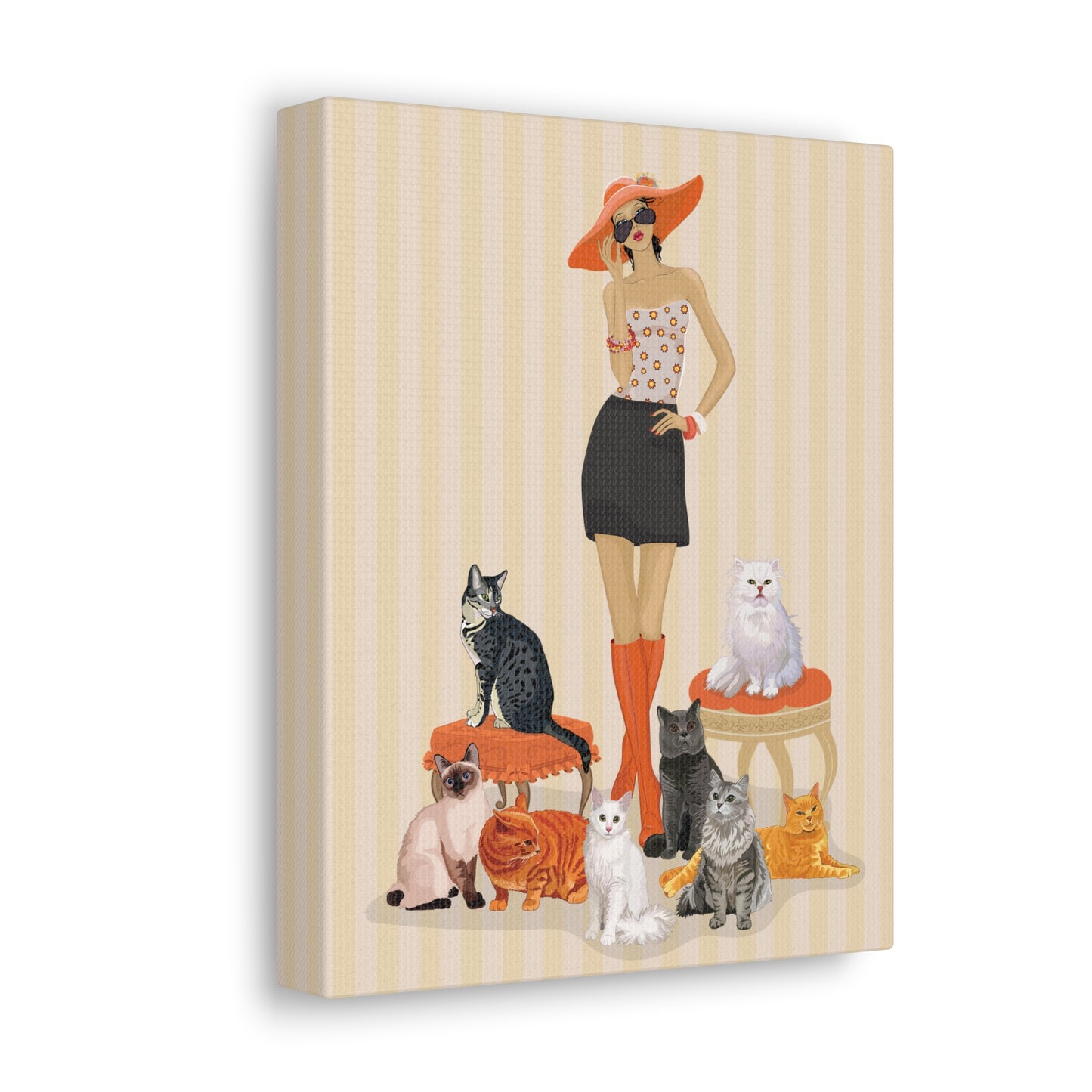 Childless Cat Lady Canvas Gallery Wrap Art Print - Crazy Cat Ladies Cat Mom Wall Art Home Decor