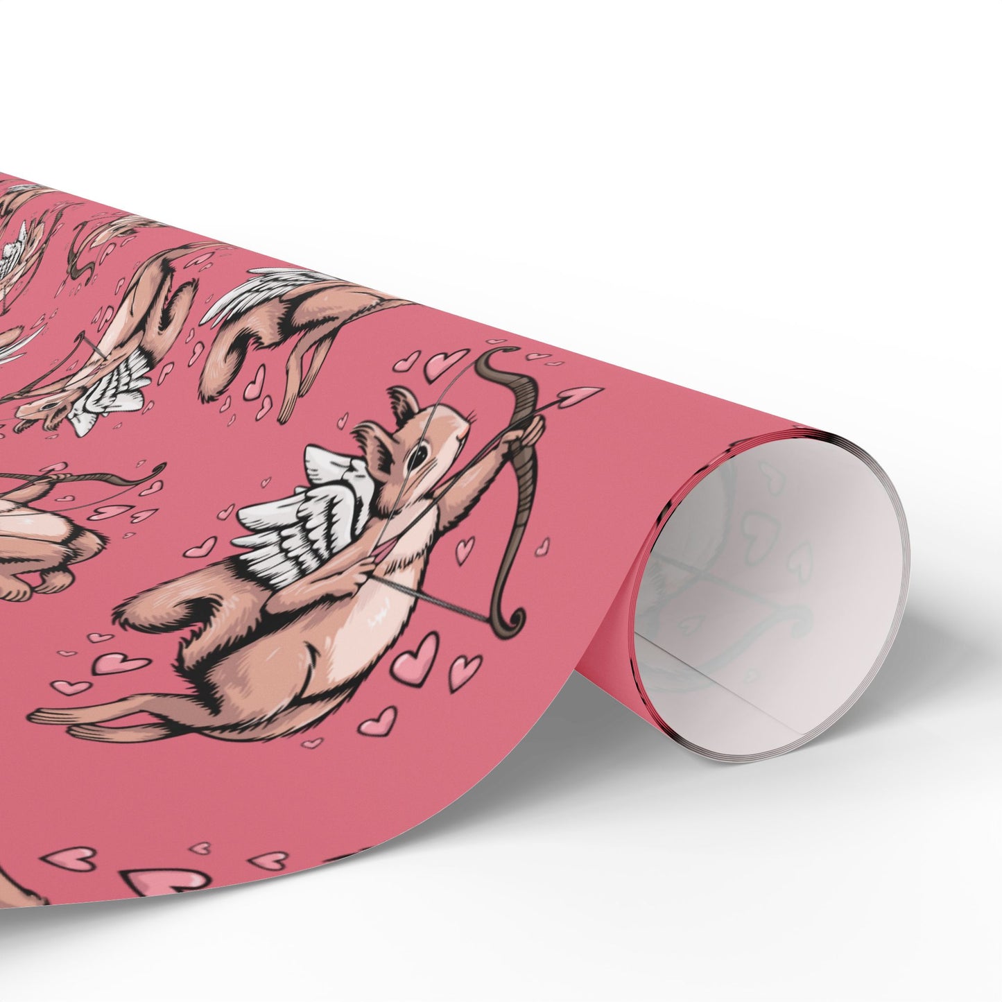 Cupid Squirrel Valentine's Day Gift Wrap Pink Cupid Squirrels Valentine Hearts Wrapping Paper Romantic Love Cupid Squirrels Gift