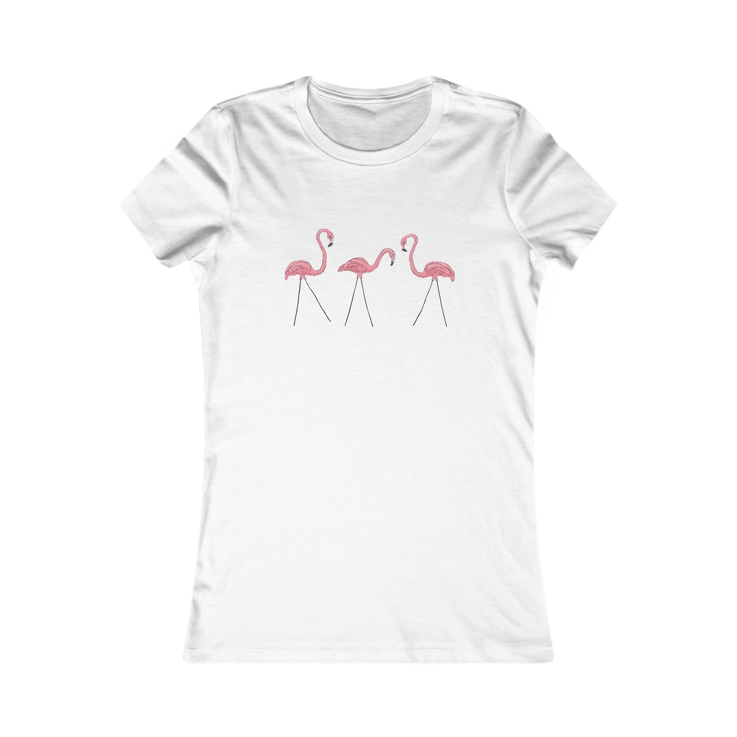 Pink Plastic Flamingos Fitted T-shirt Women's Tee with Lawn Flamingo Print