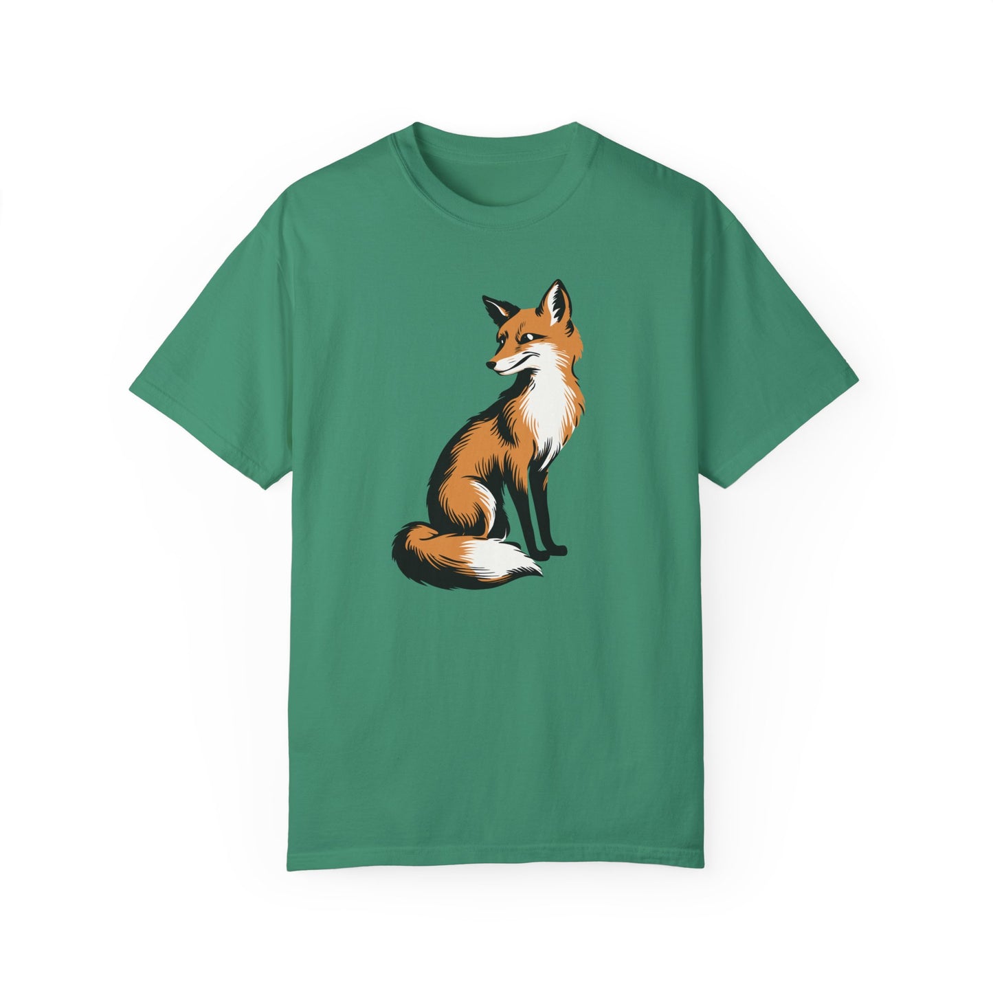 Fox T-shirt Mens Womens Unisex Garment-Dyed Tee with Fox Art Design