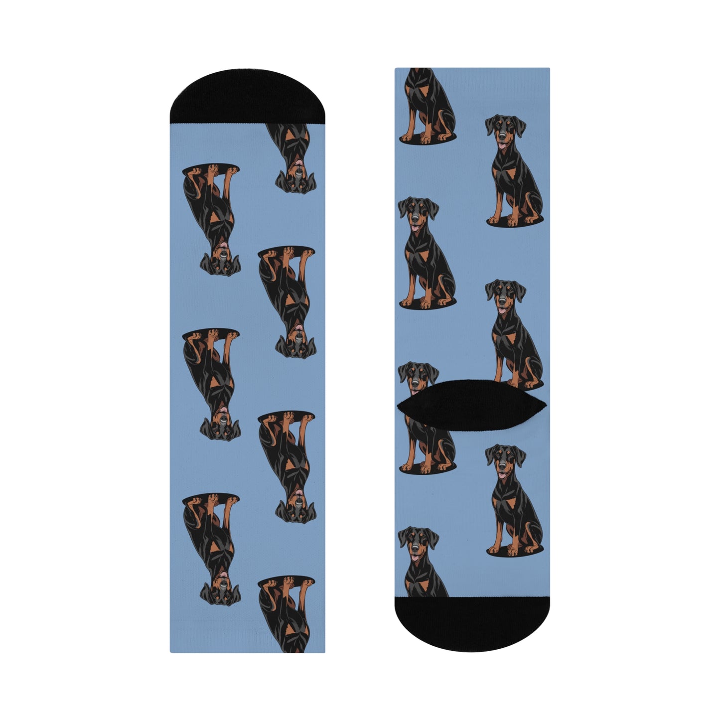 Doberman Pinscher Dogs Cushioned Crew Socks: Cute Novelty Cozy Footwear, Fun Pet Dobermans Socks, Dog Owner Accessories